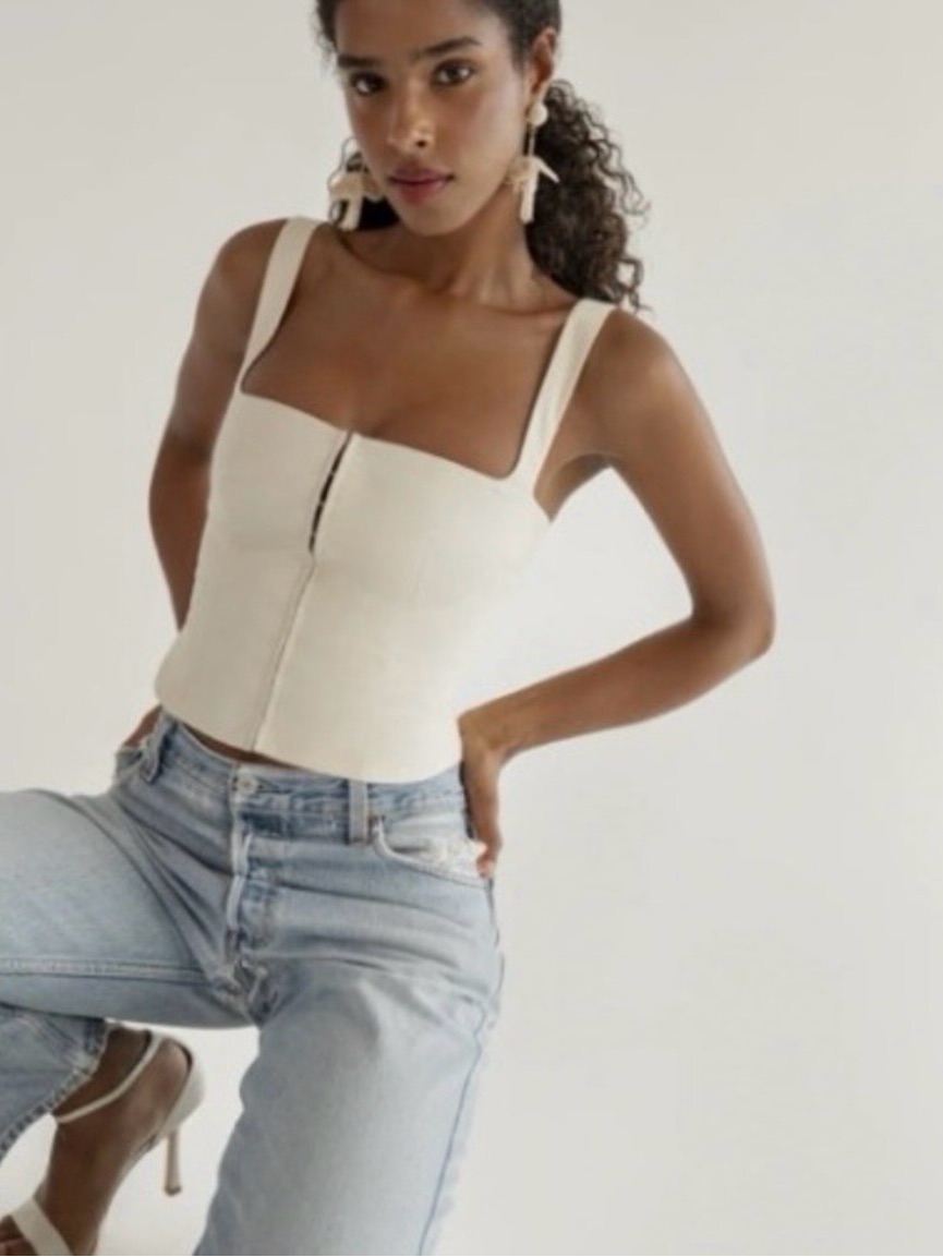 Orseund Iris Cream Structured Square-Neck Crop Top — image 6 of 7